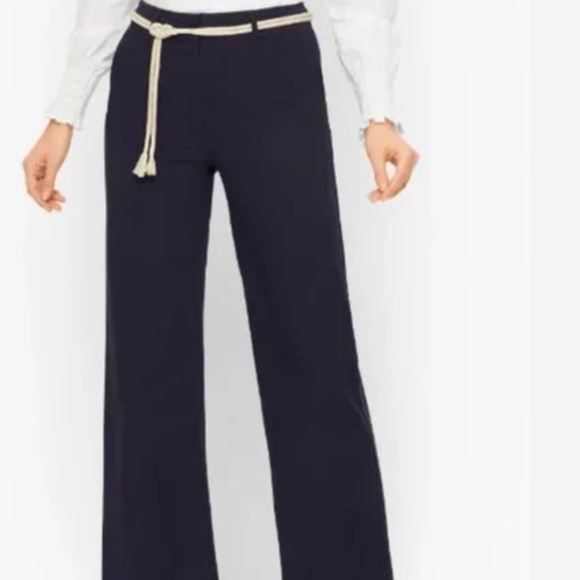 Talbots Navy Twill Wide-leg Pant Sz 6 - Picture 2 of 7